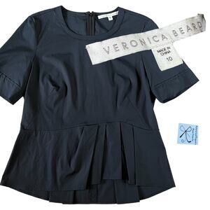 Veronica Beard Asymmetrical Peplum Top Sz 10